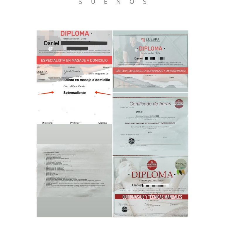"Formación acreditada para realizar masaje a domicilio en Donosti y alrededores por Sens Wellness by Dani "